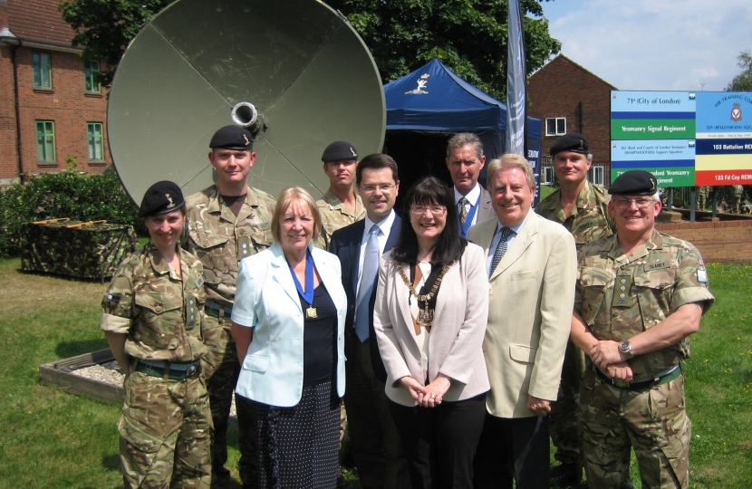 David Evennett MP, Cllr. Eileen Pallen and James Brokenshire MP with senior members of the Squadron.